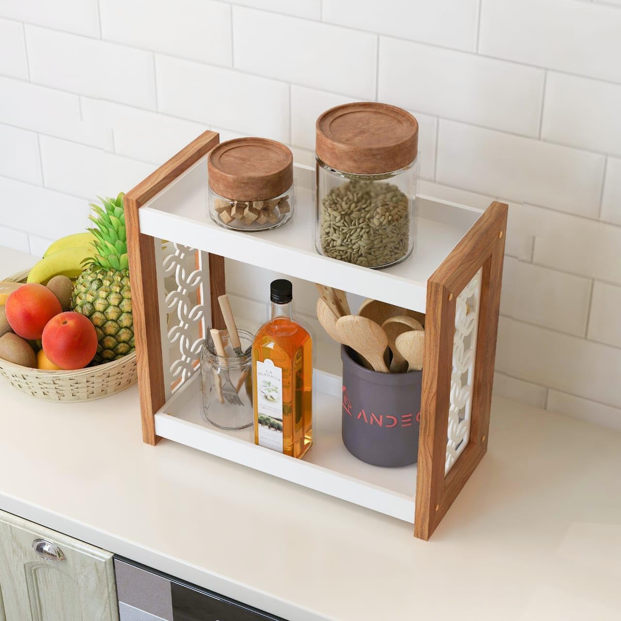 Kitchen Spice Organizer with 2 Tier Shelf